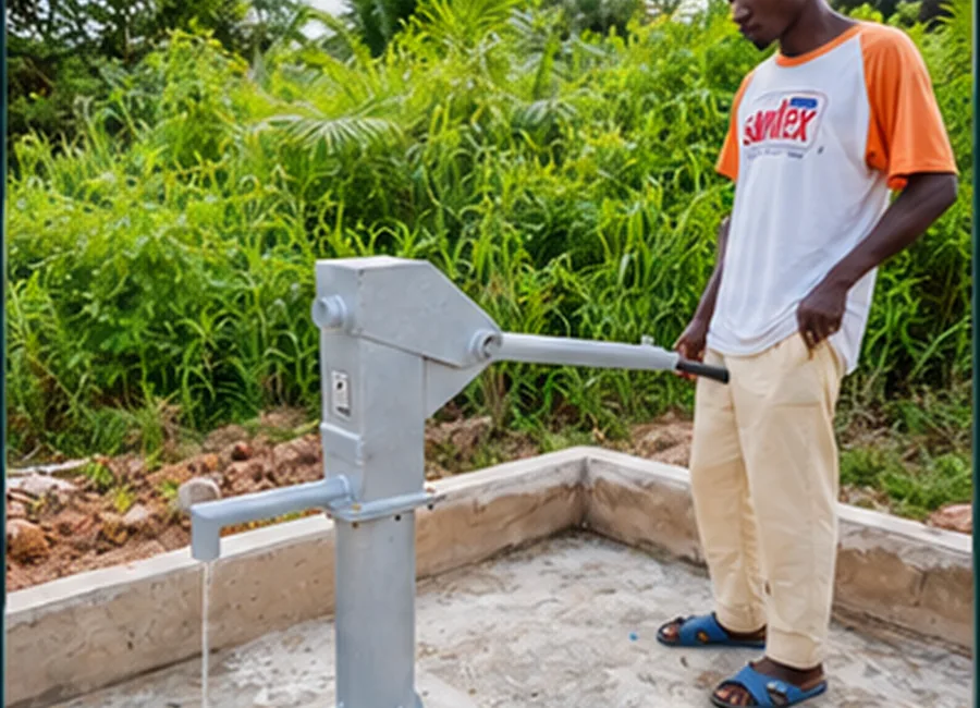 Clean water project support with a community hand pump