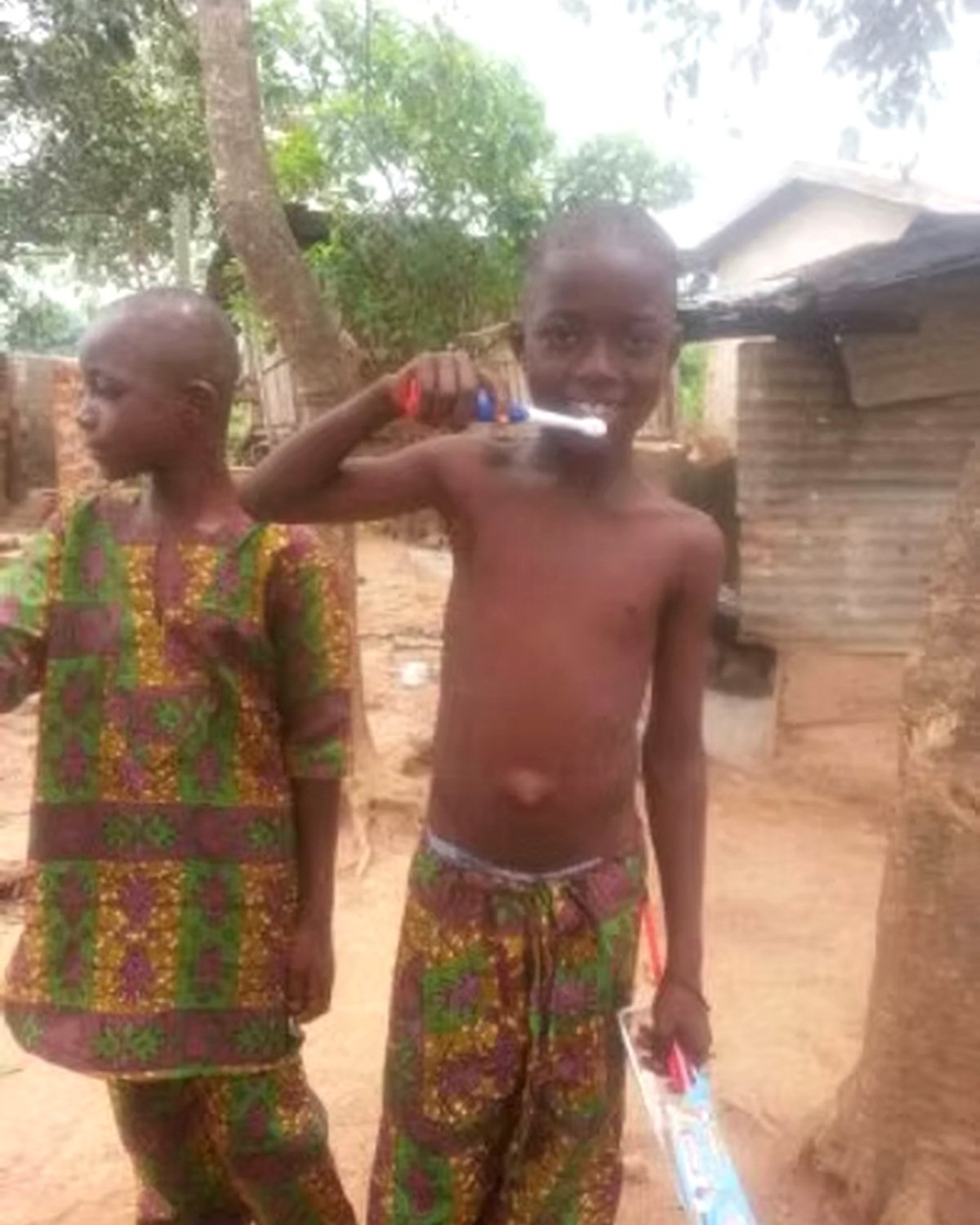 Child learning daily tooth-brushing hygiene